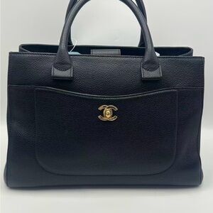 Chanel Black Tote with Gold Logo